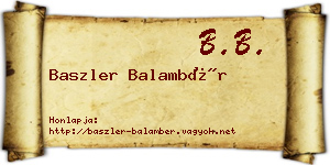 Baszler Balambér névjegykártya